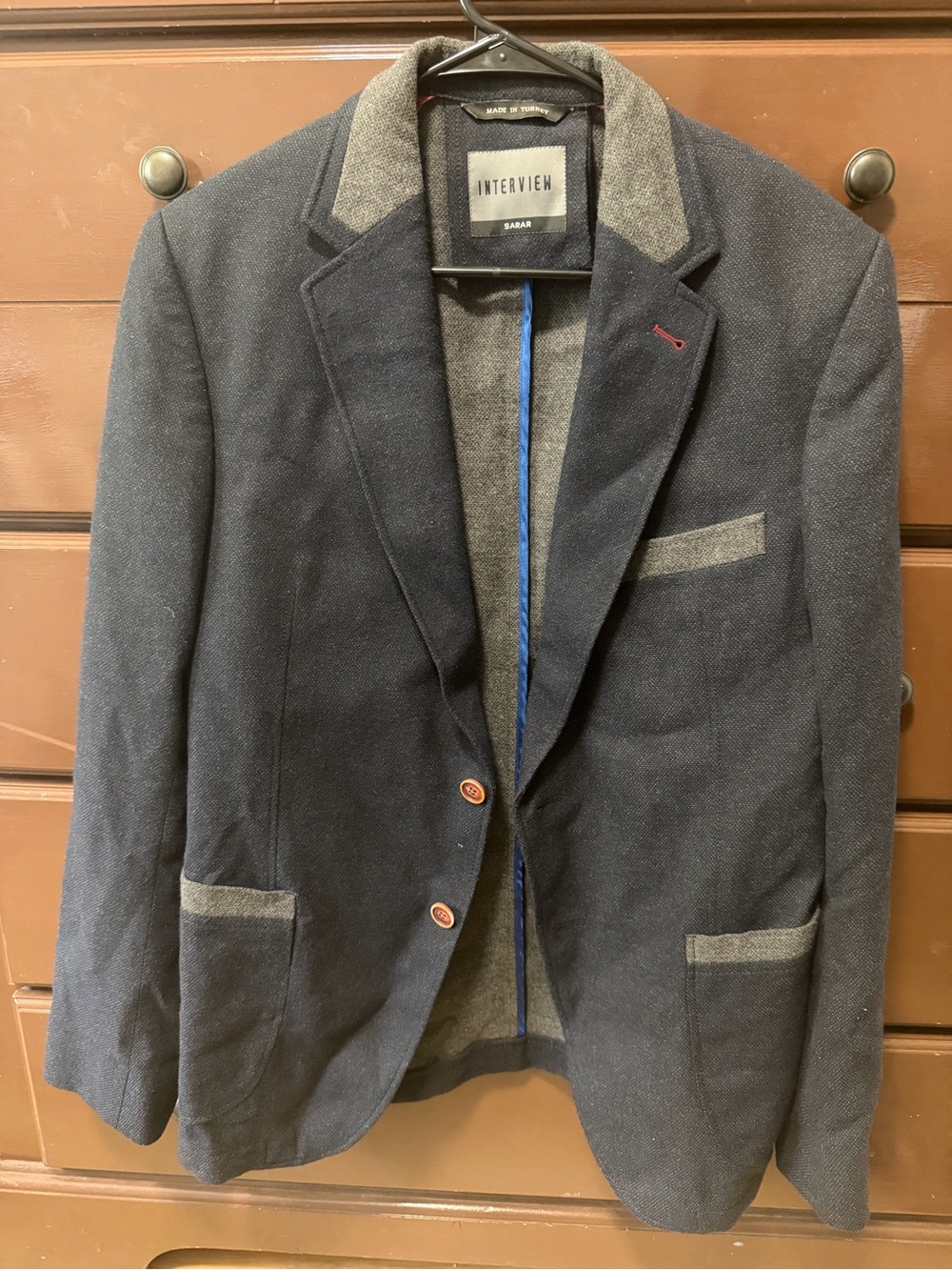 Interview Navy Blazer with Gray Trim for Kids
